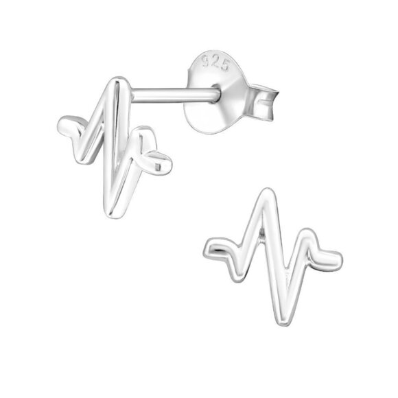 Martin Pere Jewelry - Sterling Silver Heart Beat Stud Pulse Earrings